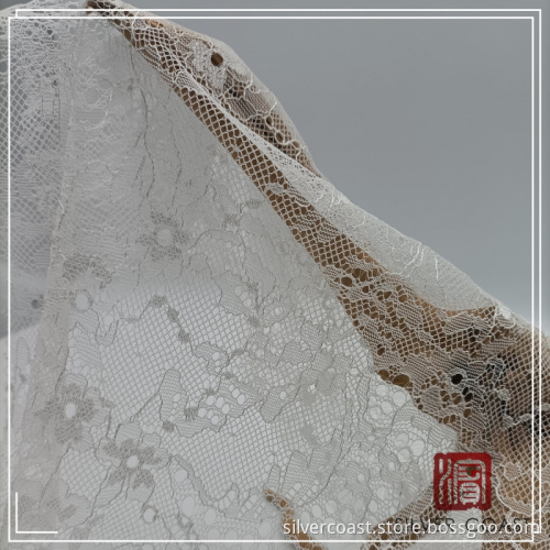 White Color Pure Nylon Lace Fabric